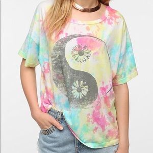 Urban outfitters: tie dye ting yang floral tee